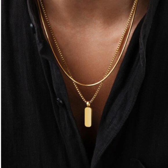 Sylvian Grant Minimal Pendant Necklace Duo - Gold - Picture 1 of 2